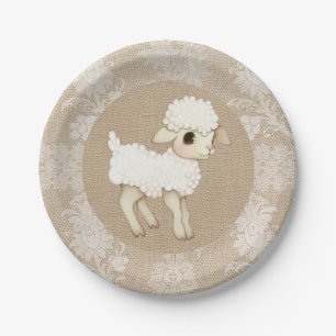 Niedliche Rustikale Lamm-Babyduschplatte Pappteller