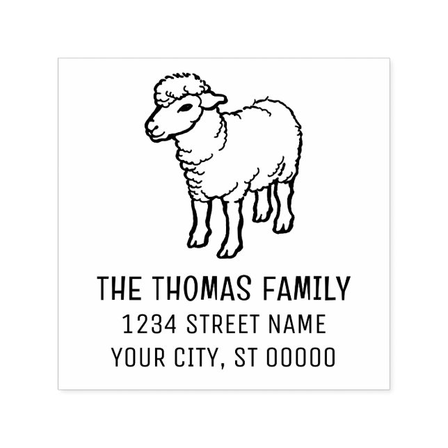 Niedliche Rustikale Lamm Schafe Ewe Name Rücksende Permastempel (Design)