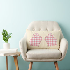 Niedliche rustikale OsterBunnies Pink Gingham Kari Lendenkissen