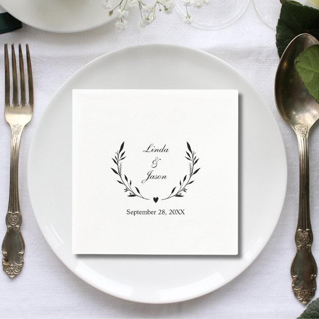 Niedliche rustikale Personalisierte Hochzeit Serviette (Cute rustic botanical personalized napkins add a cozy natural touch to your wedding table)