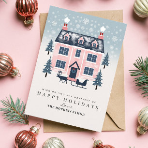 Niedliche rustikale Rosa Pastell Weihnachtskarte