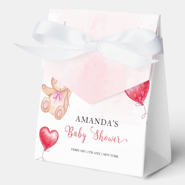 Niedliche Rustikale Teddy Bear Herzchen Balloon Ba Geschenkschachtel (Vorderseite)