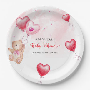 Niedliche Rustikale Teddy Bear Herzchen Balloon Ba Pappteller