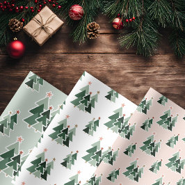 Niedliche rustikale Weihnachtsbaumen Geschenkpapier Set