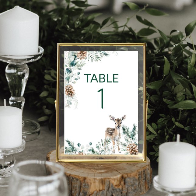 Niedliche rustikale Woodland Deer Baby Dusche Tischnummer (This cute baby shower number is perfect for a rustic, woodland animal theme)