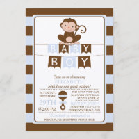 Niedliche Safari Affen Babydusche Einladung