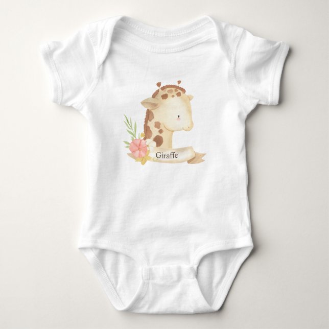 Niedliche Safari Animal Baby Giraffe  Baby Strampler (Vorderseite)