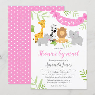Niedliche Safari Animals Baby Dusche Mädchen Einla Einladung