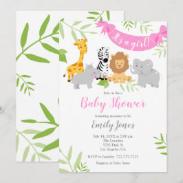 Niedliche Safari Animals Baby Dusche Mädchen Einla Einladung