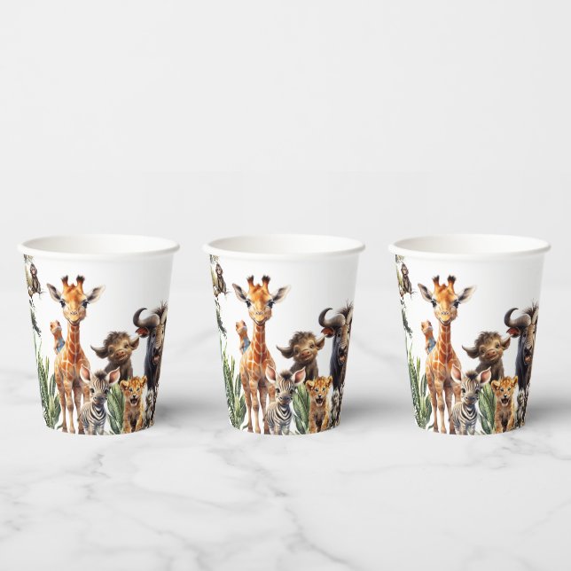 Niedliche Safari Animals Baby Duschpapier Cups Pappbecher (Multi)