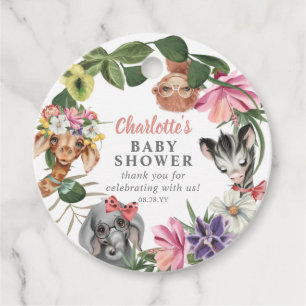 Niedliche Safari Animals Wild One Girl Baby Dusche Geschenkanhänger