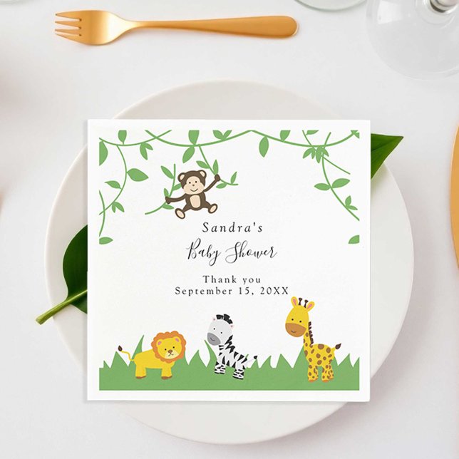 Niedliche Safari Baby Dusche Hintergrund Jungle An Serviette (Von Creator hochgeladen)