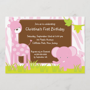 Niedliche Safari-Baby-Tier-Geburtstags-Party Einladung