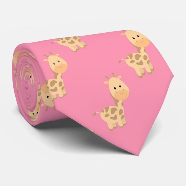 Niedliche Safari Giraffe Rosa Krawatte (Gerollt)