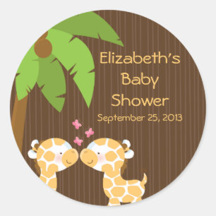 Niedliche Safari Giraffen mit mehreren Babyduschkl Runder Aufkleber