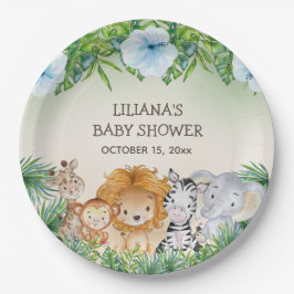 Niedliche Safari Jungle Animals Kinderdusche Pappteller