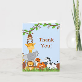 Niedliche Safari Jungle Baby Tiere Danke Karte
