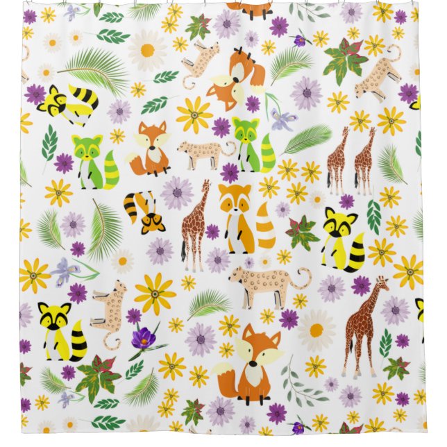 Niedliche Safari-Muster-Giraffen Duschvorhang (Vorderseite)
