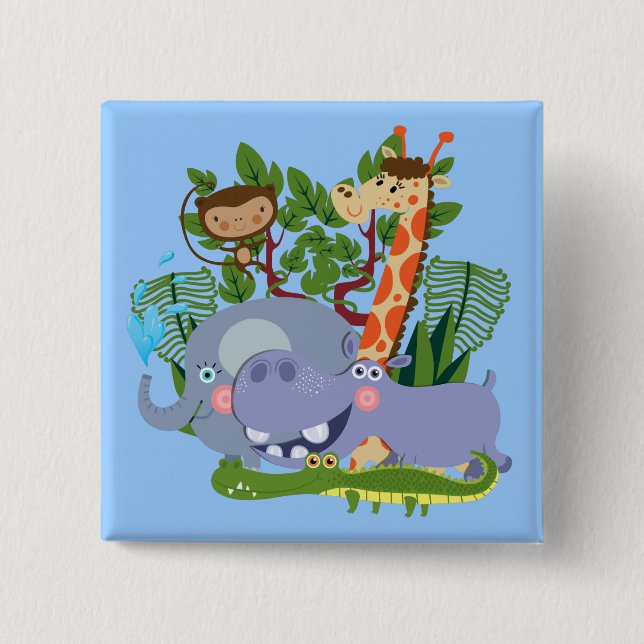Niedliche Safari-Tiere Button (Vorderseite)