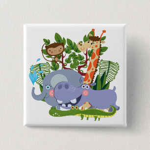 Niedliche Safari-Tiere Button