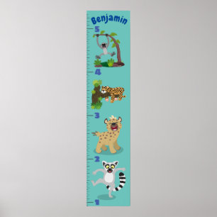 Niedliche Safari-Tiere Cartoon-Wachstumstabelle Poster