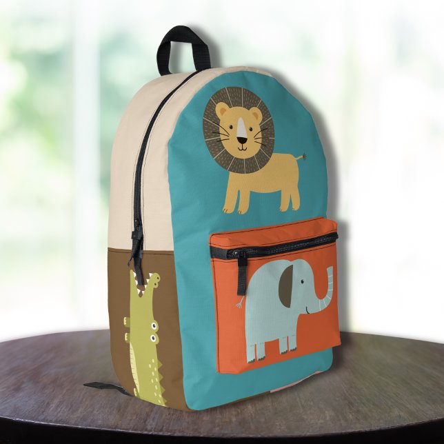 Niedliche Safari-Tiere drucken Nähtasche Bedruckter Rucksack (Wild safari animal backpack.
colorful and cute, kids backpack.)
