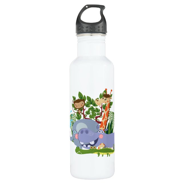 Niedliche Safari-Tiere Edelstahlflasche (Vorderseite)
