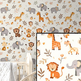 Niedliche Safari Tiere Giraffe Elephant Lion auf C Tapete