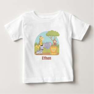 Niedliche Safari-Tiere, Giraffe, Lion, Zebra Baby T-shirt