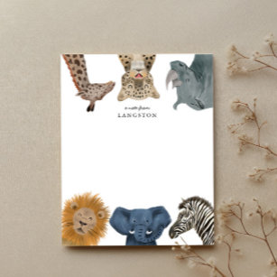 Niedliche Safari-Tiere Kinder Mitteilungskarte