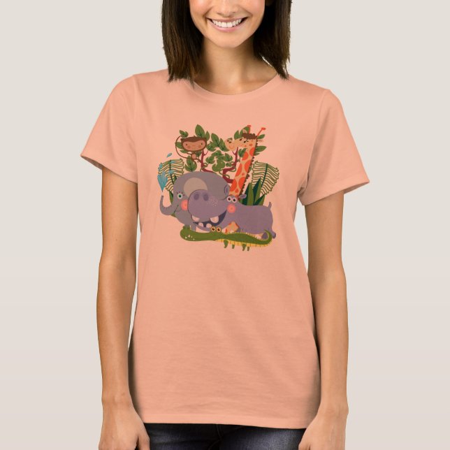 Niedliche Safari-Tiere T-Shirt (Vorderseite)