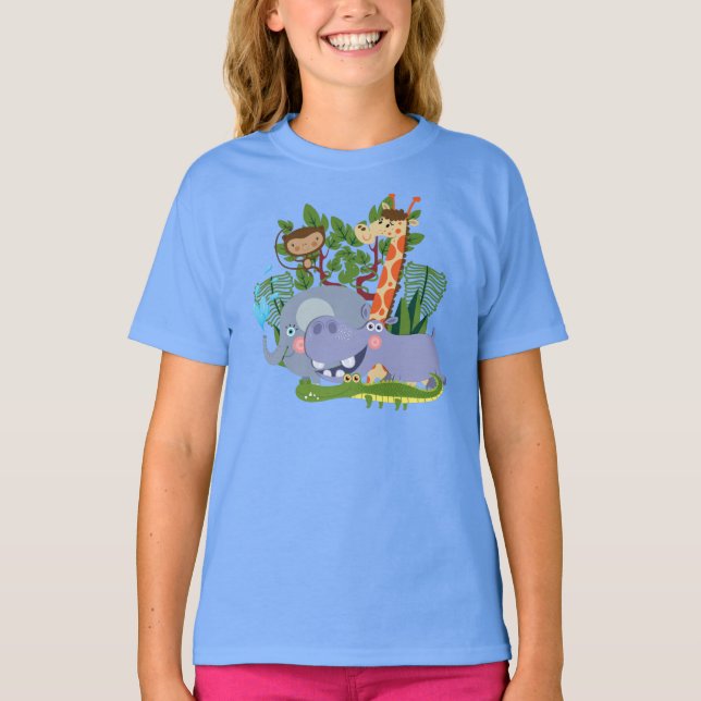 Niedliche Safari-Tiere T-Shirt (Vorderseite)