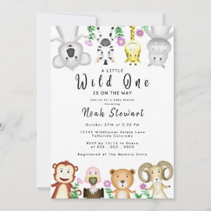 Niedliche Safari Tiere Wild One Baby Dusche Einladung