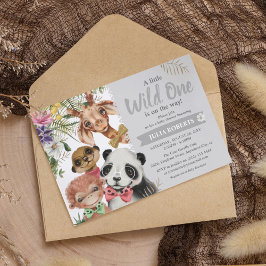 Niedliche Safari Tiere Wild One Boy Baby Dusche Einladung