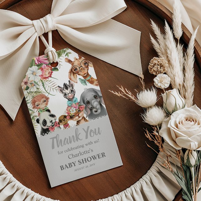 Niedliche Safari Tiere Wild One Boy Baby Dusche Geschenkanhänger (Von Creator hochgeladen)