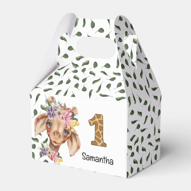Niedliche Safarigiraffe für Wildtierkinder Akzentk Geschenkschachtel (Vorderseite)