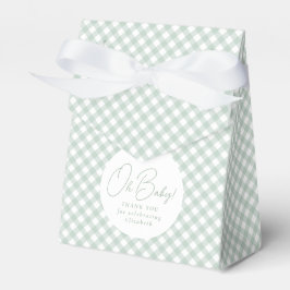 Niedliche Salbei-Gingham-neutrale Babydusche Geschenkschachtel