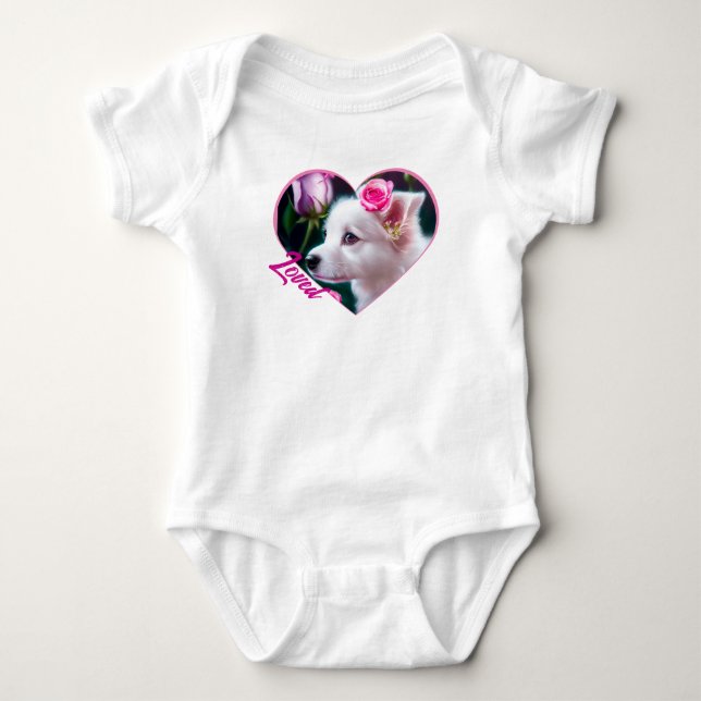 Niedliche Sammlung von Hunden und Rose Baby Strampler (Vorderseite)