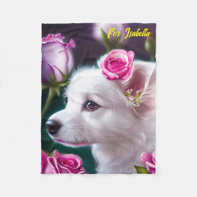 Niedliche Sammlung von Hunden und Rose Fleecedecke (Vorderseite)