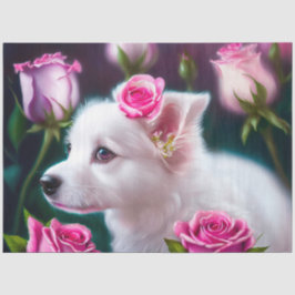 Niedliche Sammlung von Hunden und Rose Seidenpapier