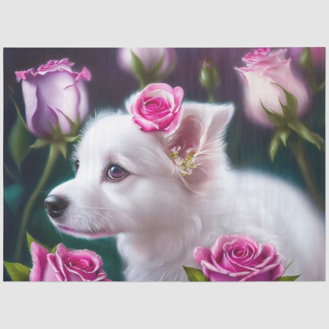 Niedliche Sammlung von Hunden und Rose Seidenpapier (Vorderseite)