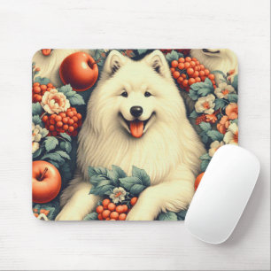 Niedliche Samoyed Floral Malerei Mousepad