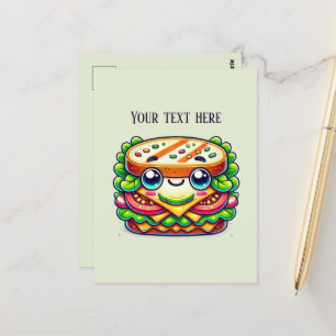 Niedliche Sandwichliebhaber fügen Text hinzu Postkarte