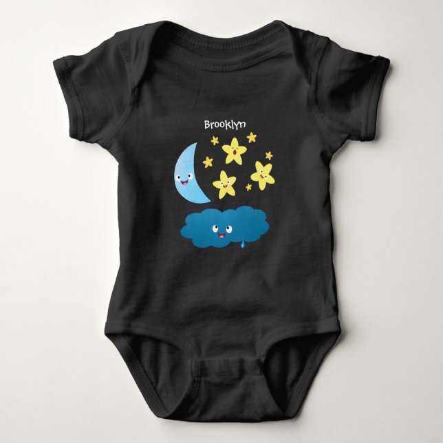 Niedliche Sänger, Mond und Cloud-Cartoon Baby Strampler (Vorderseite)