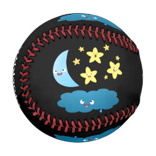 Niedliche Sänger, Mond und Cloud-Cartoon Baseball