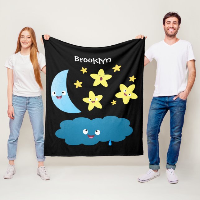 Niedliche Sänger, Mond und Cloud-Cartoon Fleecedecke (Beispiel)