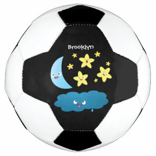 Niedliche Sänger, Mond und Cloud-Cartoon Fußball