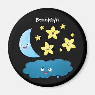 Niedliche Sänger, Mond und Cloud-Cartoon Magnet
