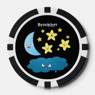Niedliche Sänger, Mond und Cloud-Cartoon Pokerchips