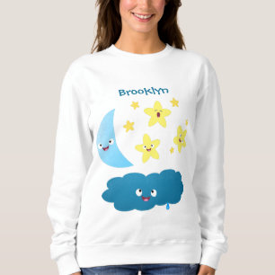 Niedliche Sänger, Mond und Cloud-Cartoon Sweatshirt